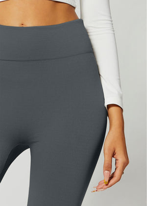 Elsa High Waisted Fleece Lined Leggings - Winter Warm Leggings - Charcoal Grey