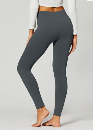 Elsa High Waisted Fleece Lined Leggings - Winter Warm Leggings - Charcoal Grey