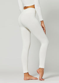 Elsa High Waisted Fleece Lined Leggings - Winter Warm Leggings - Off White