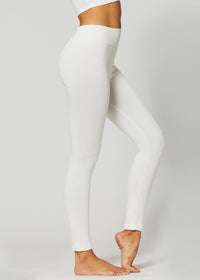 Elsa High Waisted Fleece Lined Leggings - Winter Warm Leggings - Off White
