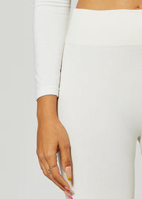 Elsa High Waisted Fleece Lined Leggings - Winter Warm Leggings - Off White