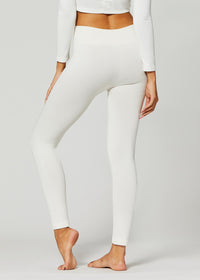Elsa High Waisted Fleece Lined Leggings - Winter Warm Leggings - Off White