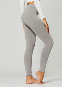 Elsa High Waisted Fleece Lined Leggings - Winter Warm Leggings - Light Grey