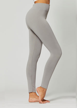 Elsa High Waisted Fleece Lined Leggings - Winter Warm Leggings - Light Grey