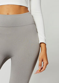 Elsa High Waisted Fleece Lined Leggings - Winter Warm Leggings - Light Grey