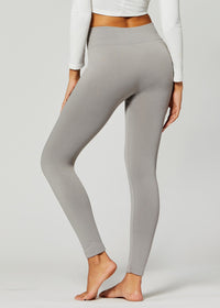 Elsa High Waisted Fleece Lined Leggings - Winter Warm Leggings - Light Grey