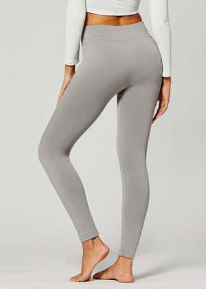 Elsa High Waisted Fleece Lined Leggings - Winter Warm Leggings - Light Grey