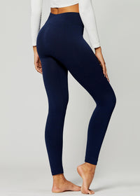 Elsa High Waisted Fleece Lined Leggings - Winter Warm Leggings - Navy Blue