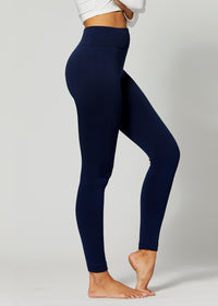 Elsa High Waisted Fleece Lined Leggings - Winter Warm Leggings - Navy Blue