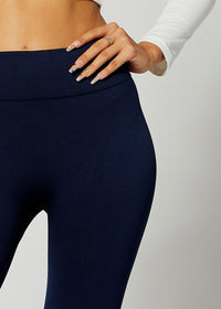 Elsa High Waisted Fleece Lined Leggings - Winter Warm Leggings - Navy Blue