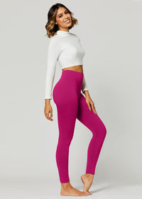Elsa High Waisted Fleece Lined Leggings - Winter Warm Leggings - Magenta Pink