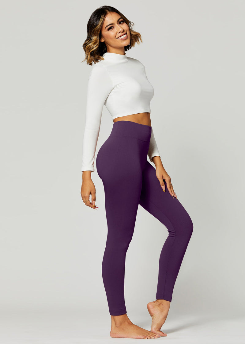 Elsa High Waisted Fleece Lined Leggings - Winter Warm Leggings - Royal Purple