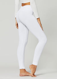 Elsa High Waisted Fleece Lined Leggings - Winter Warm Leggings - Pure White