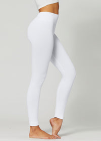 Elsa High Waisted Fleece Lined Leggings - Winter Warm Leggings - Pure White
