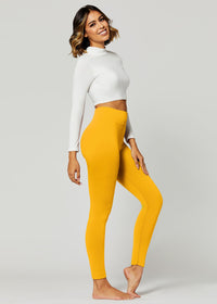 Elsa High Waisted Fleece Lined Leggings - Winter Warm Leggings - Mustard