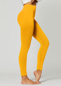 Elsa High Waisted Fleece Lined Leggings - Winter Warm Leggings - Mustard