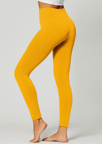 Elsa High Waisted Fleece Lined Leggings - Winter Warm Leggings - Mustard