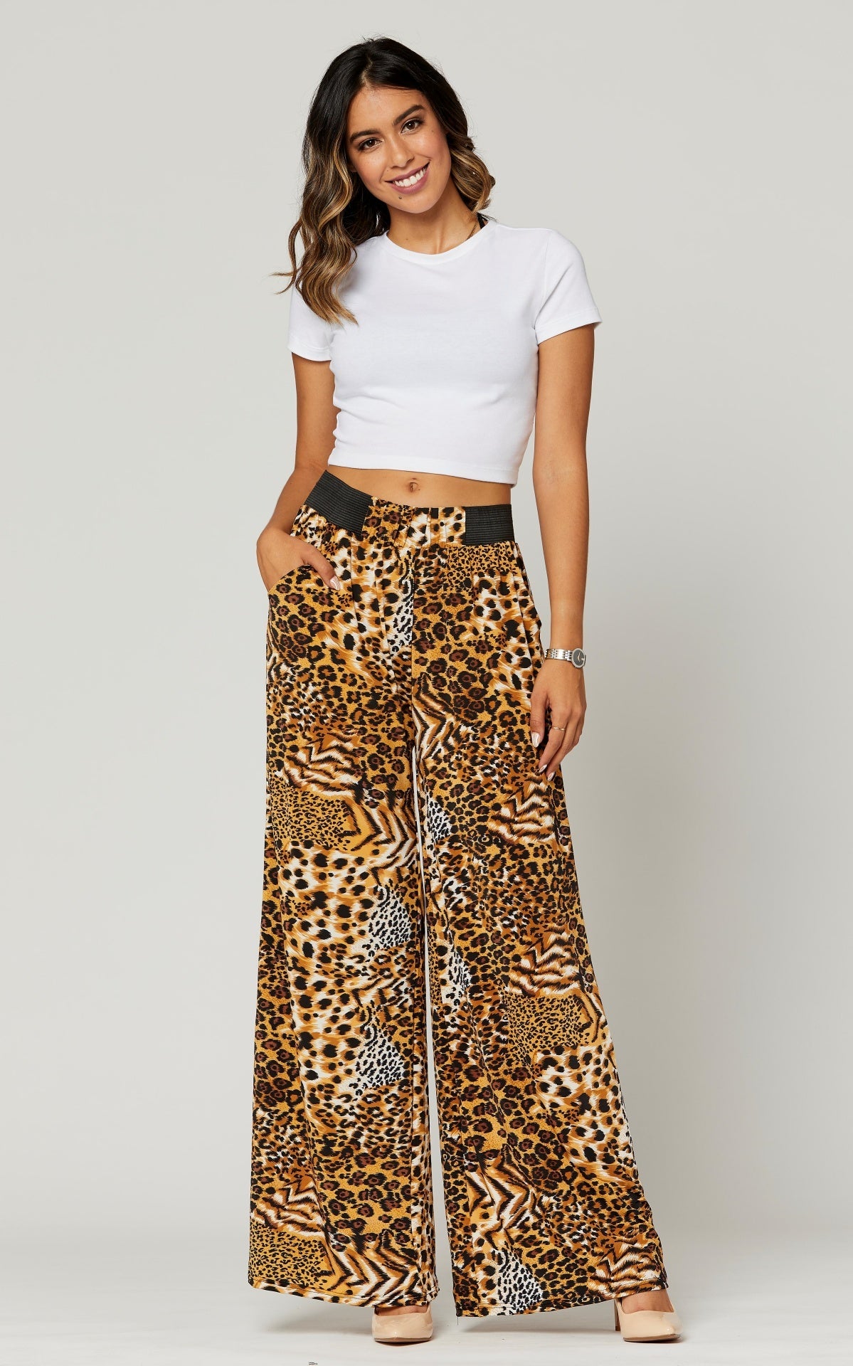 Daisy High-Waisted Wide Leg Palazzo Pants with Pockets