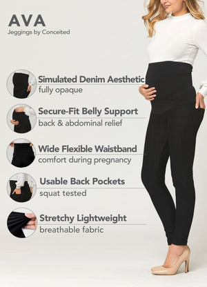 Ava Maternity Premium Stretch Everyday Jeggings - Black