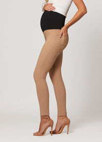 Ava Maternity Premium Stretch Everyday Jeggings - Beige Khaki