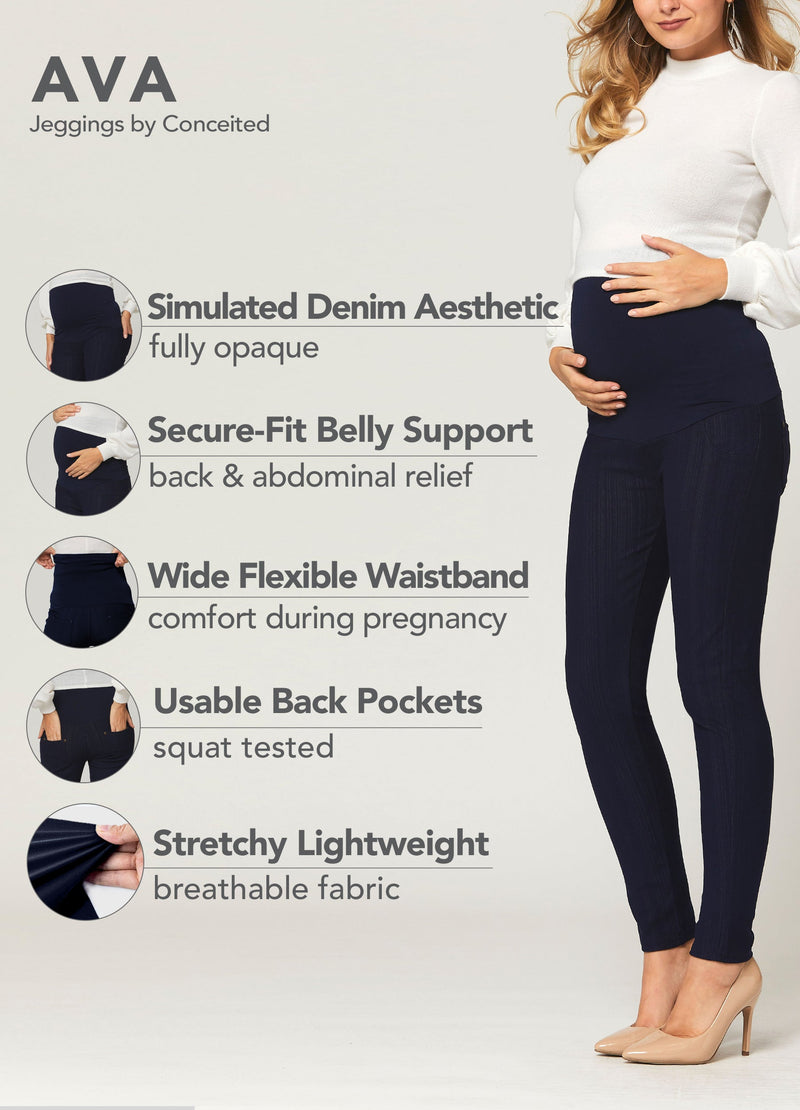 Ava Maternity Premium Stretch Everyday Jeggings - Indigo Blue