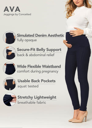 Ava Maternity Premium Stretch Everyday Jeggings - Indigo Blue