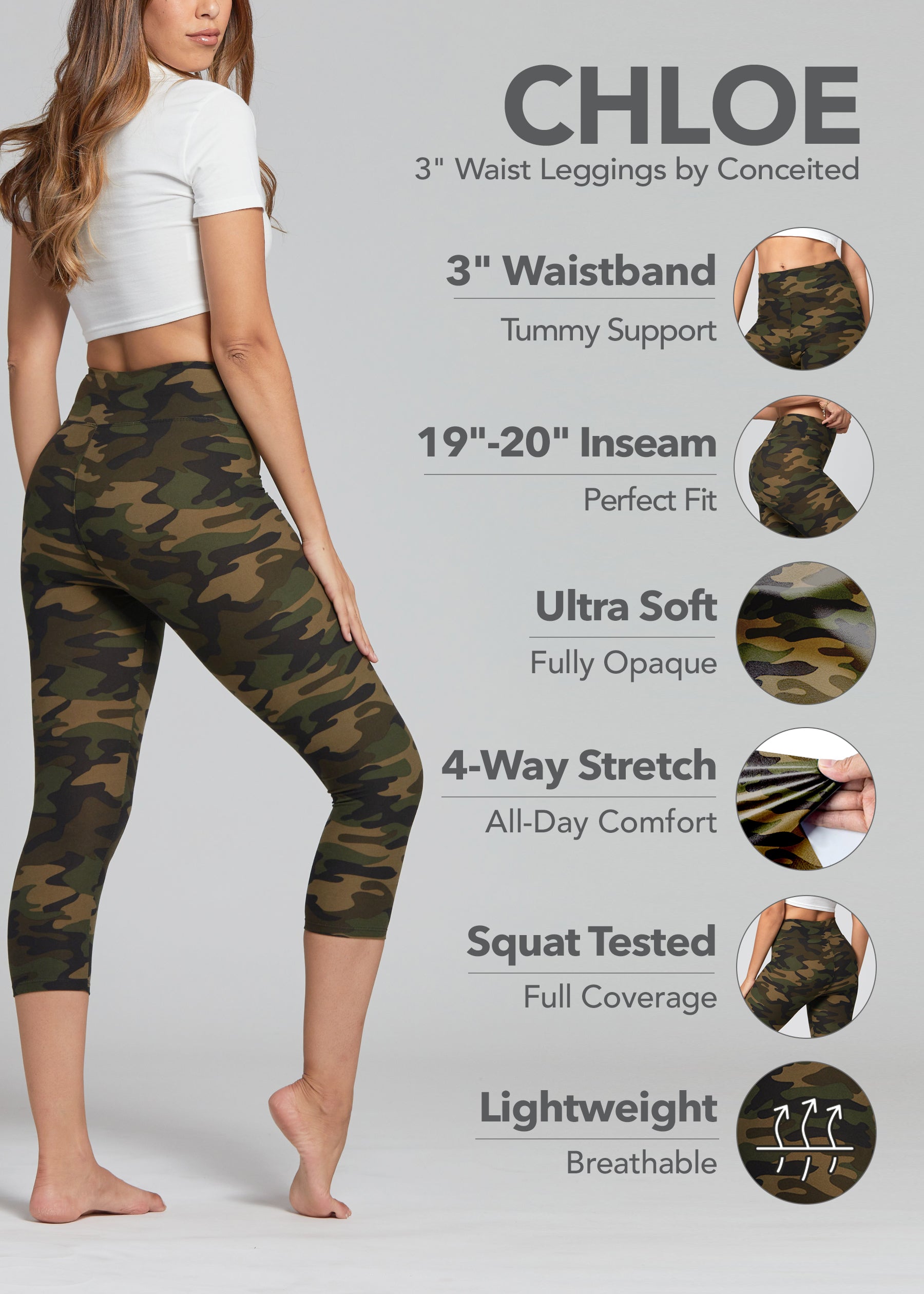 Buy Conceited High Waist Leggings in Shorts, Capri and Full Length - Buttery  Soft - 3 High Waistband - Regular and Plus Size Online at desertcartINDIA