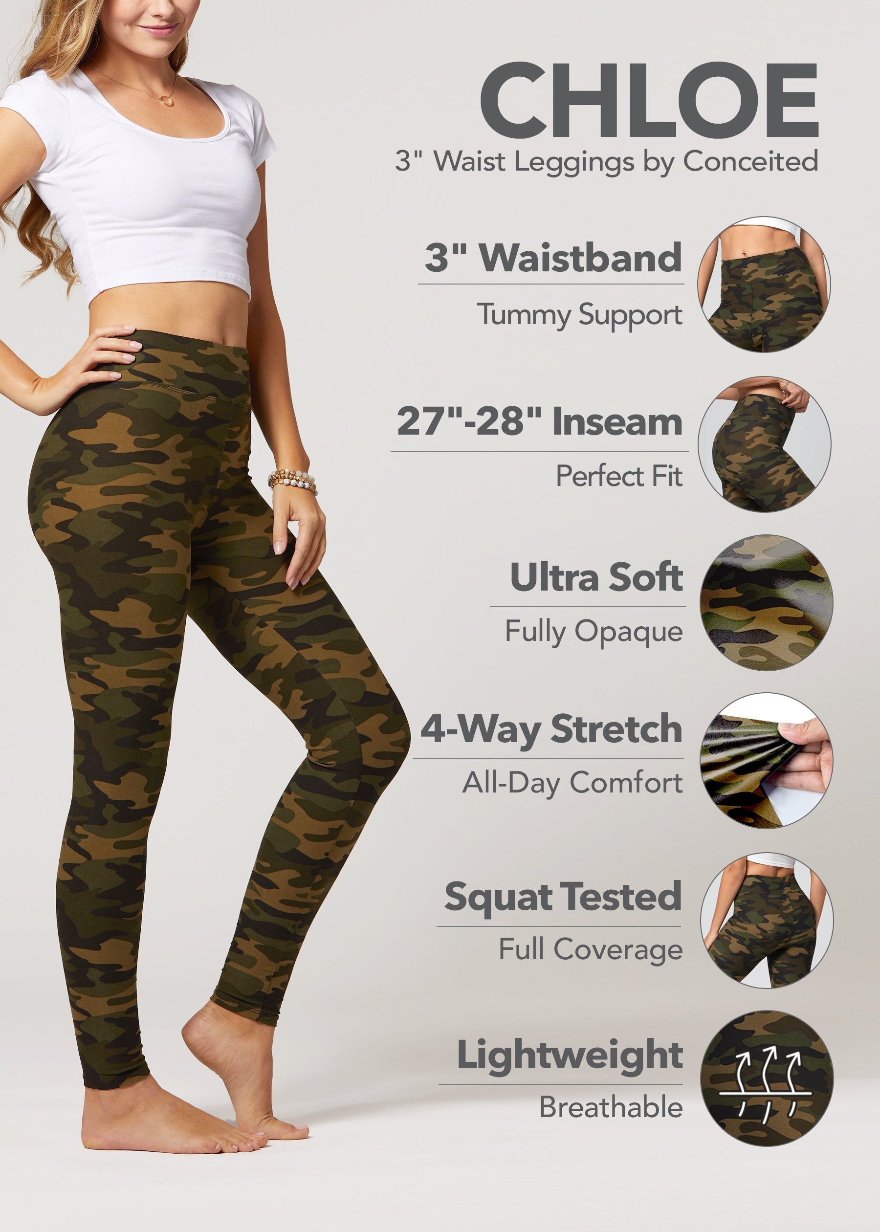  Conceited Camo Print Plus Size Leggings For Women High  Waisted Womens Leggings