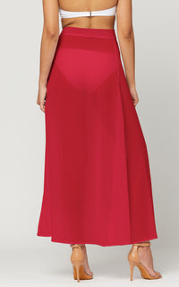 Women's Swimsuit Cover Up - Long Sarong Skirt Wrap - Red