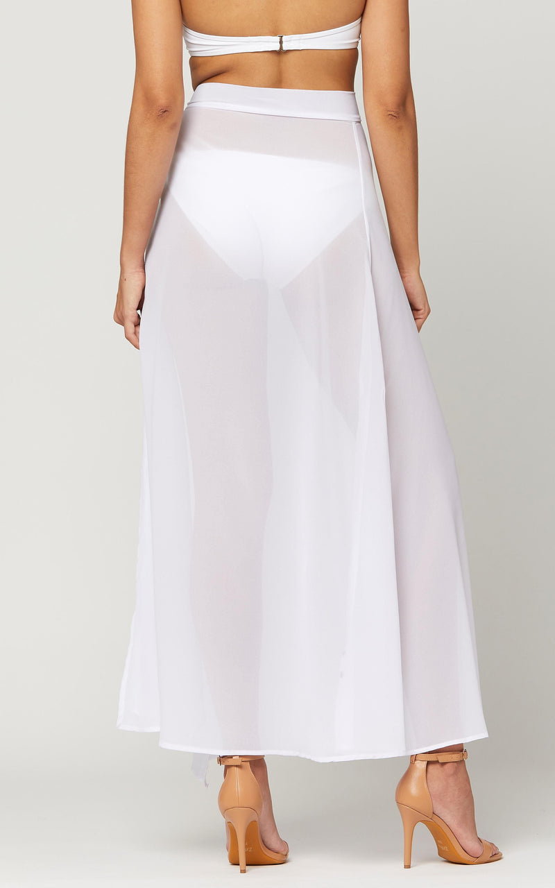 Women's Swimsuit Cover Up - Long Sarong Skirt Wrap - White