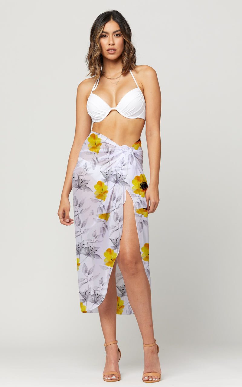 Women's Swimsuit Cover Up - Midi Sarong Skirt Wrap - Blooming