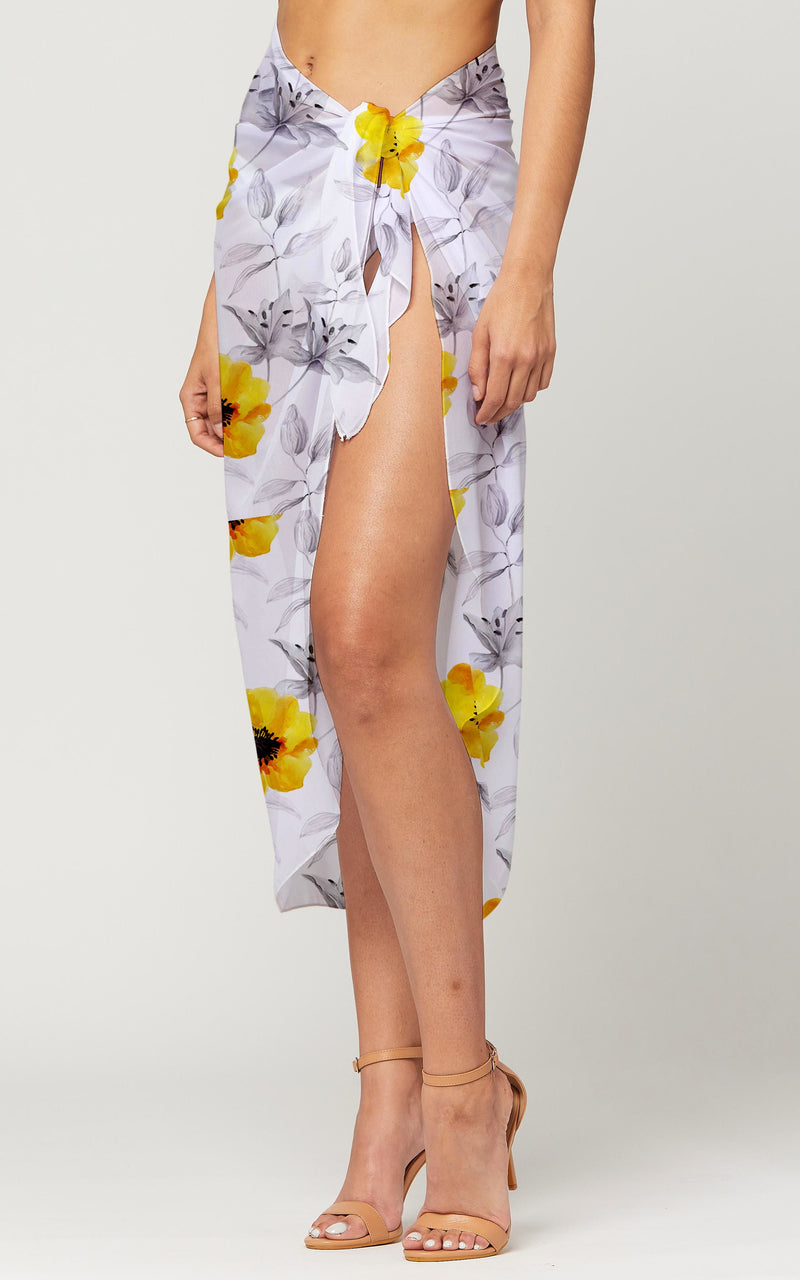 Women's Swimsuit Cover Up - Midi Sarong Skirt Wrap - Blooming