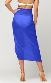 Women's Swimsuit Cover Up - Midi Sarong Skirt Wrap - Royal Blue