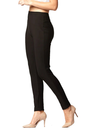 Motivate Classic High Waisted Perfect Stretch Ponte Pants - Black