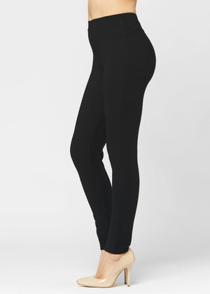 Motivate Classic High Waisted Perfect Stretch Ponte Pants - Black