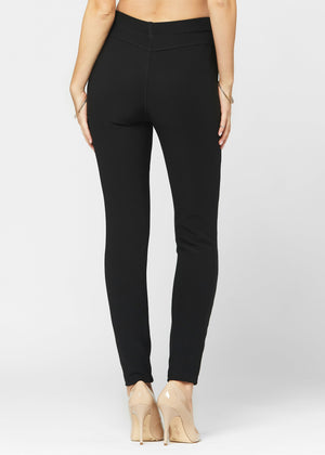 Motivate Classic High Waisted Perfect Stretch Ponte Pants - Black