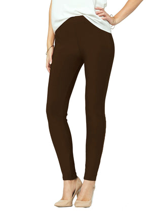 Motivate Classic High Waisted Perfect Stretch Ponte Pants - Brown