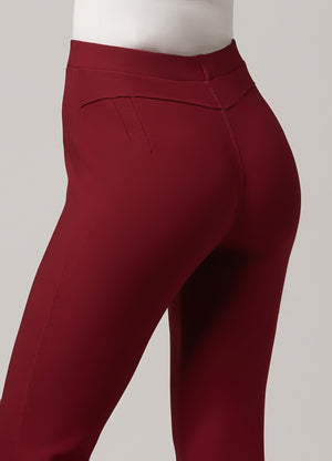 Motivate Classic High Waisted Perfect Stretch Ponte Pants - Burgundy