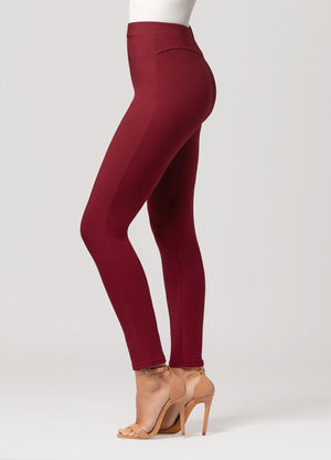 Motivate Classic High Waisted Perfect Stretch Ponte Pants - Burgundy