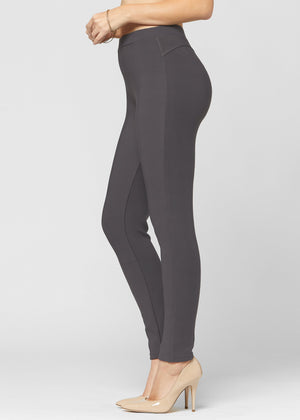 Motivate Classic High Waisted Perfect Stretch Ponte Pants - Charcoal Grey