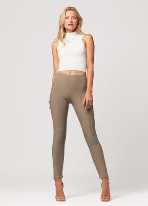 Motivate Classic High Waisted Perfect Stretch Ponte Pants - Desert