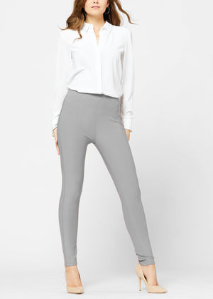 Motivate Classic High Waisted Perfect Stretch Ponte Pants - Grey