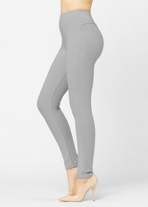 Motivate Classic High Waisted Perfect Stretch Ponte Pants - Grey