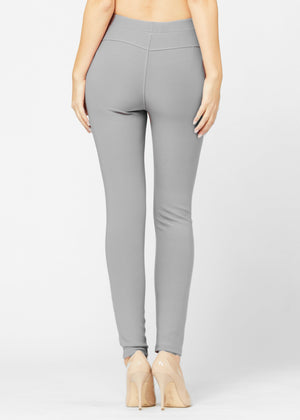 Motivate Classic High Waisted Perfect Stretch Ponte Pants - Grey