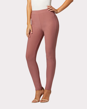 Motivate Classic High Waisted Perfect Stretch Ponte Pants - Dusty Pink