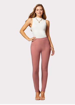 Motivate Classic High Waisted Perfect Stretch Ponte Pants - Dusty Pink