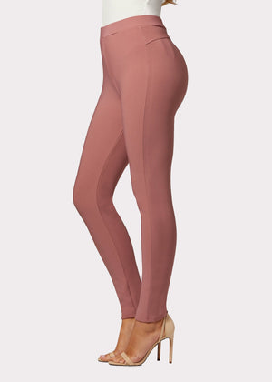 Motivate Classic High Waisted Perfect Stretch Ponte Pants - Dusty Pink