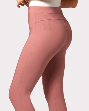 Motivate Classic High Waisted Perfect Stretch Ponte Pants - Dusty Pink