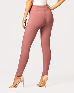 Motivate Classic High Waisted Perfect Stretch Ponte Pants - Dusty Pink