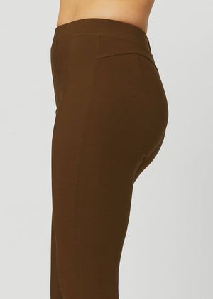 Motivate Classic High Waisted Perfect Stretch Ponte Pants - Mocha Brown